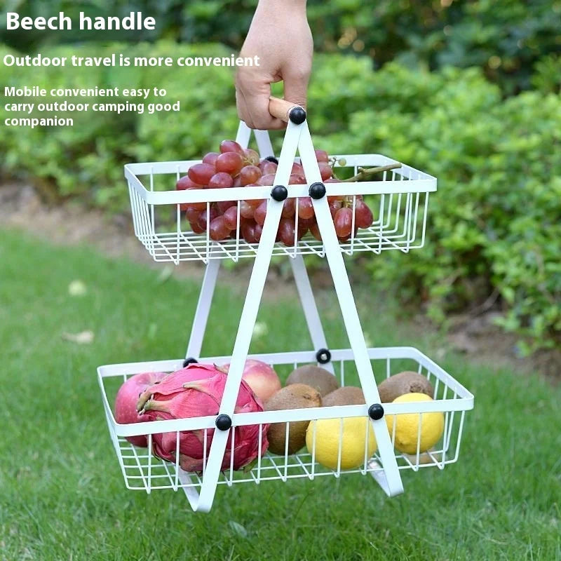 3-Tier Countertop Fruit Basket - Portable Iron Kitchen Organizer for Fruits, Bread & Snacks Storage