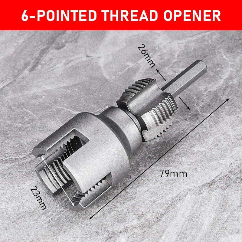High-Speed DN15/DN20 Pipe Threading Tool – Double-Ended Internal & External Cutter for Electric Drill, 4/6 Point Water Pipe Work