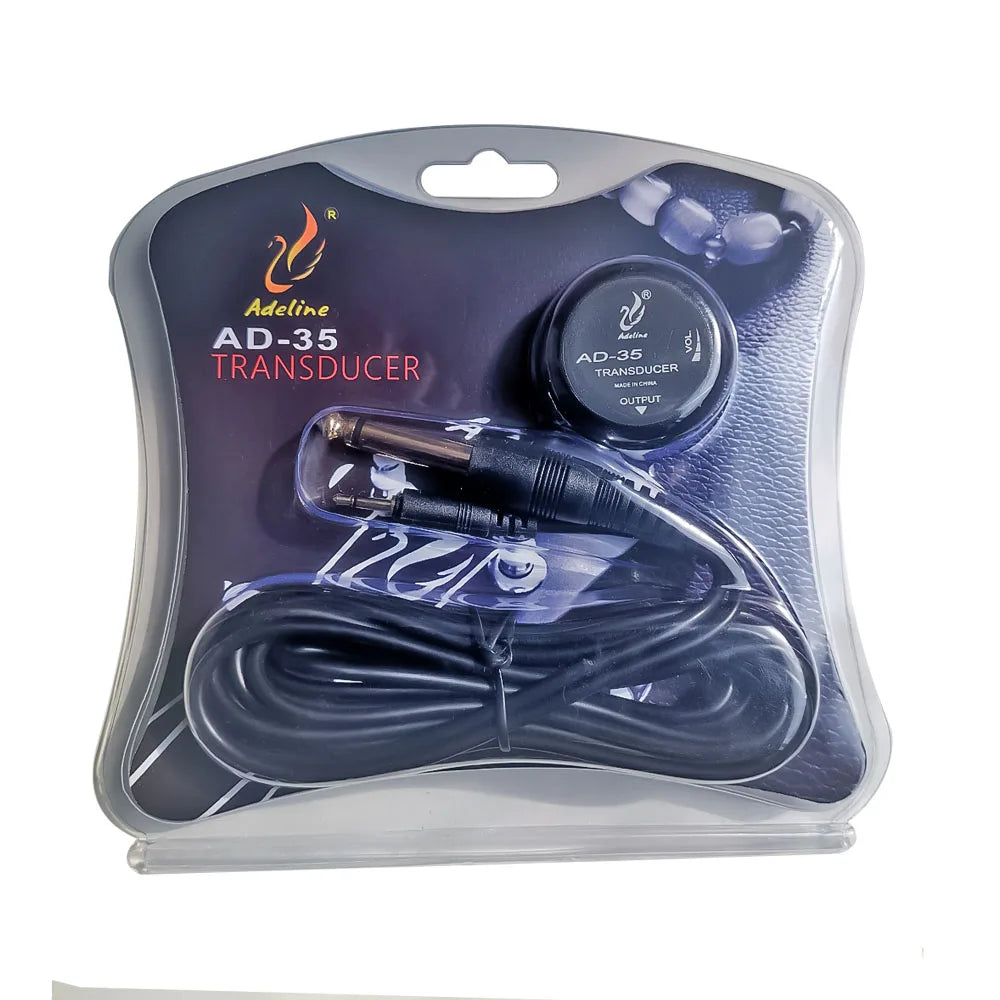 AD-35 Mini Piezo Pickup Transducer – Stick-On Sound Amplifier for Acoustic Guitar, Ukulele, Violin, Cello & Banjo