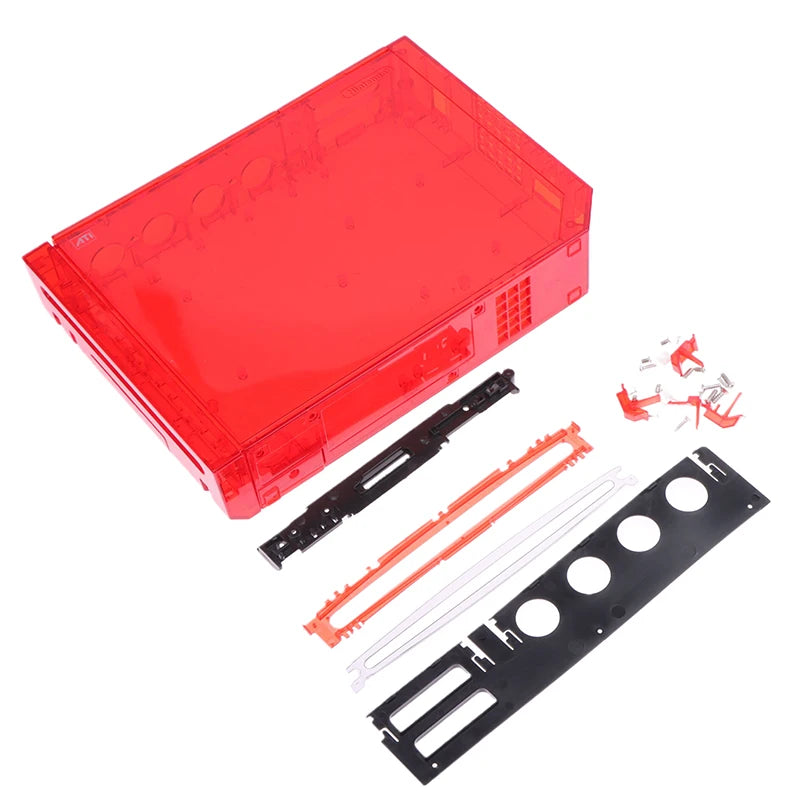 Wii Console Full Housing Shell with Buttons - Transparent Replacement Case Cover in 4 Colors