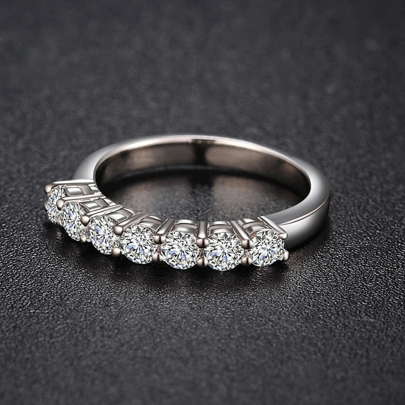 100% Pass Diamond Tester Pen & Moissanite Ring – Matching 925 Sterling Silver Wedding Band for Women