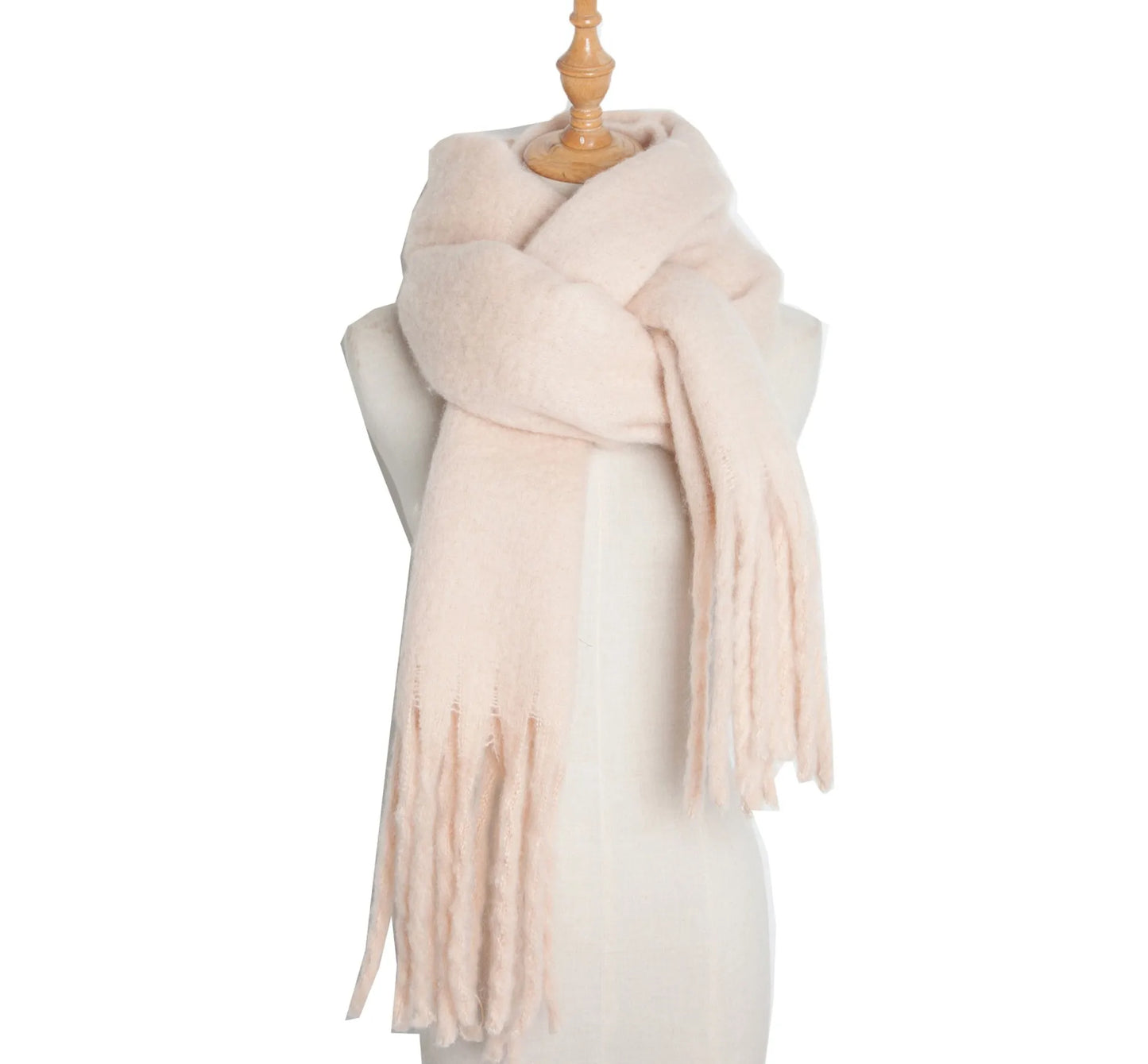 Luxury Women’s Winter Scarf – Cashmere Pashmina Shawl Wrap, Thick Soft Solid Tassel Scarf Long Stole