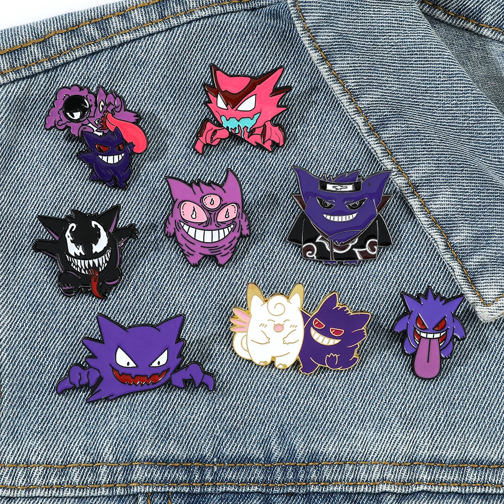 Gengar Cartoon Enamel Brooch — Anime Lapel Pin for Backpack Accessories, Fan Collection & Jewelry Gift