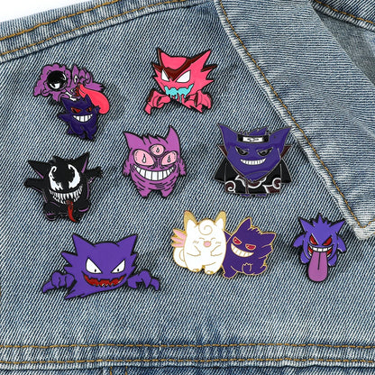 Gengar Cartoon Enamel Brooch — Anime Lapel Pin for Backpack Accessories, Fan Collection & Jewelry Gift