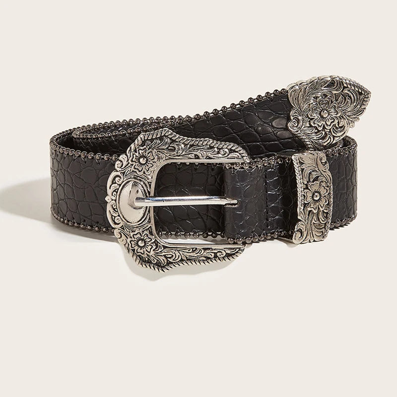 Unisex Gothic Y2K Belt – 3.8cm Luxury Punk Waistband for Men & Women, High-Quality Jeans Accessory