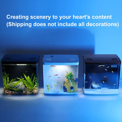 Mini Fish Tank for Living Room - Self-Circulating Eco Tank with Back Filter for Goldfish