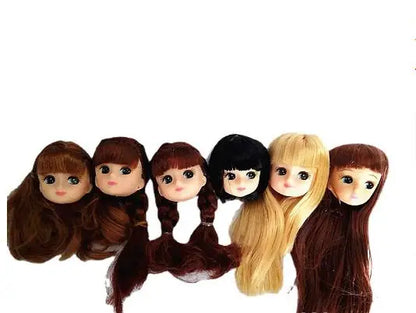 Jenny Licca Doll Heads - Colorful Long Hair DIY Doll Dressing Figures for Girls