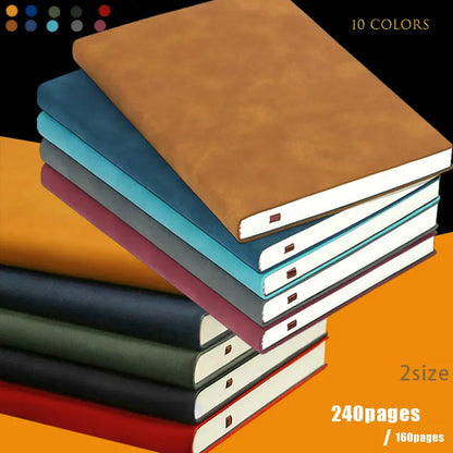 A5 A6 Sheepin Leather Notebook – Office Journal, Diary, Notepad with 160/240 Pages, Lined Stationery for Students
