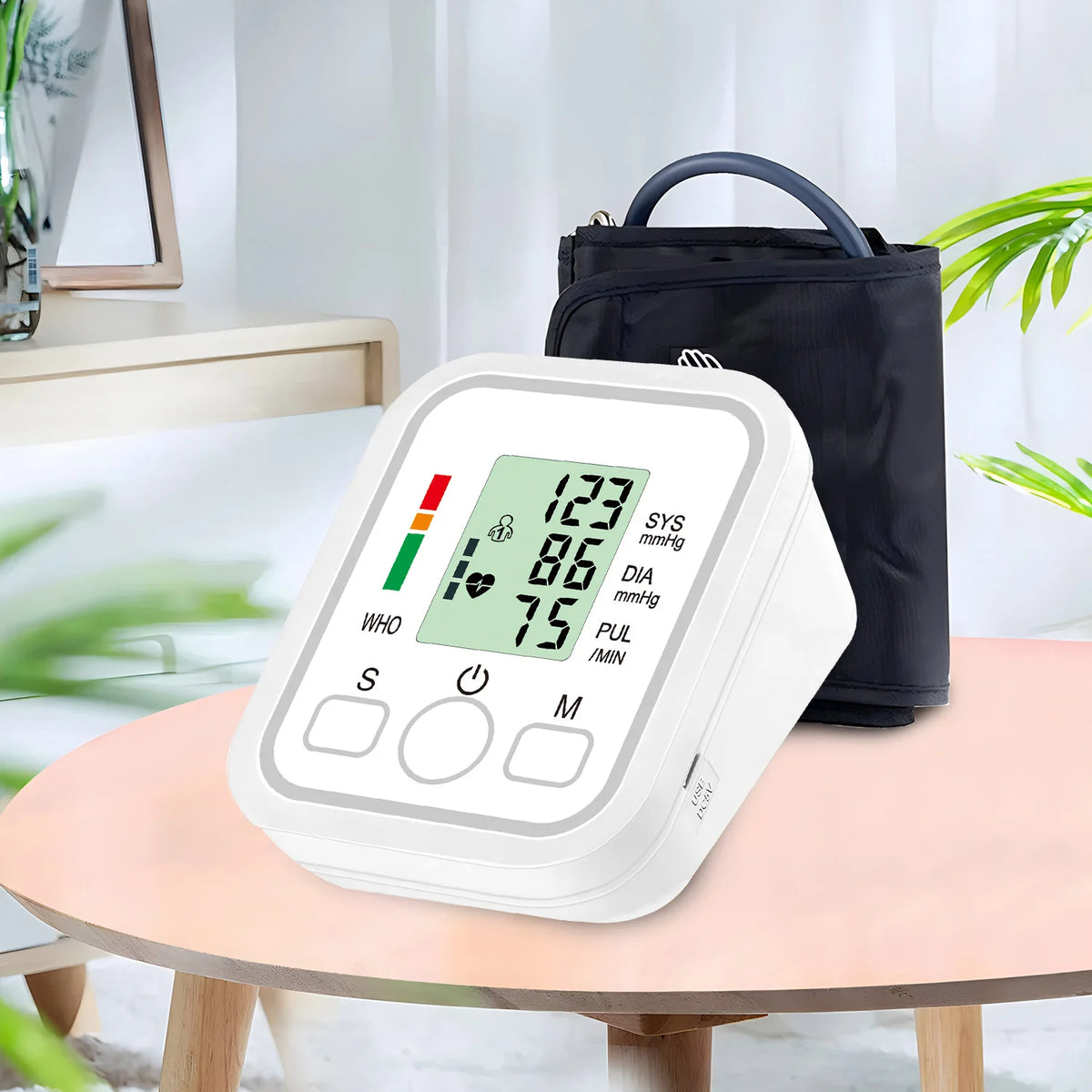 Automatic Upper Arm Blood Pressure Monitor – Digital BP Testing Kit with Pulse Rate Measurement for Home Health Monitoring