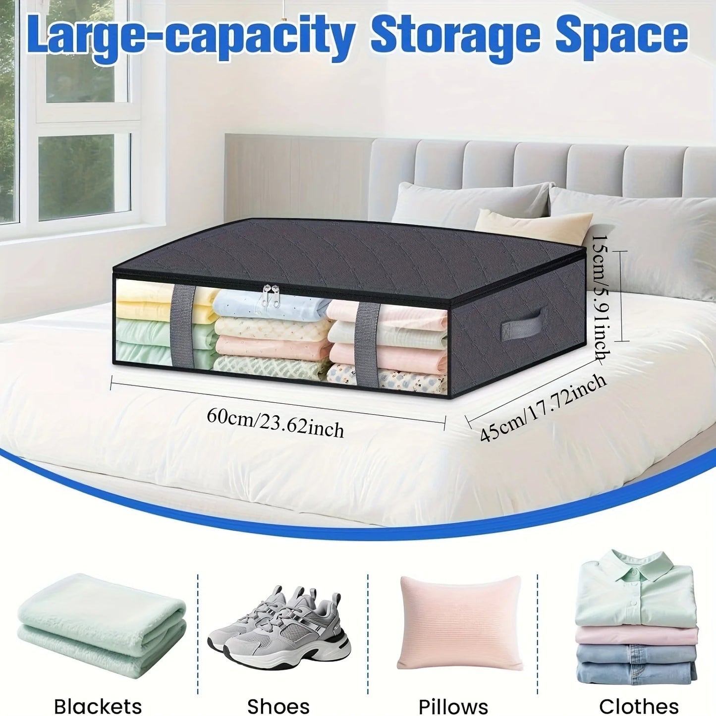 4-Pack Under Bed Storage Bags – Space-Saving Blanket, Shoe & Bedding Organizer for Bedroom Storage and Organization