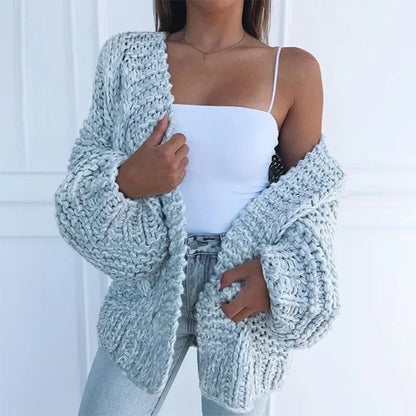 ALLUKASA Women’s Autumn Winter Cardigan – Plush Batwing Long Sleeve Loose Knit Sweater Outerwear Fashion Pullover