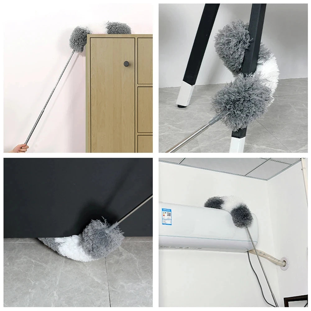 280cm Extendable Microfiber Duster — Telescopic Dust Cleaner Brush for Mites, Gaps & Home Cleaning