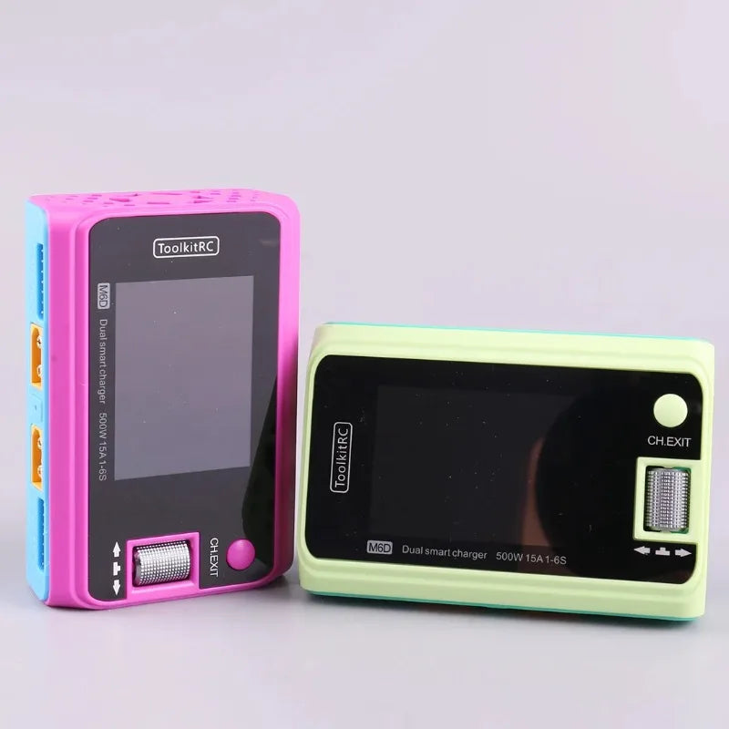 ToolkitRC M6D 500W Smart Charger - 15A Dual DC Charger & Discharger for 1-6S LiPo, LiHV, Li-Ion, NiMH & Pb Batteries