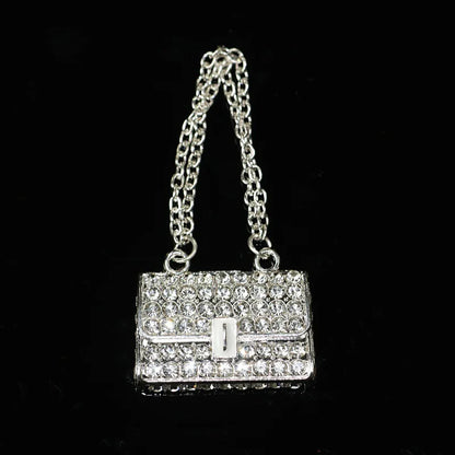 2Pcs Metal Full Diamond Bow Heart Mirror Handbag & Parfum Bottle Phone Case Decoration – Flat Back DIY Craft Accessories
