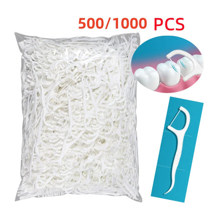 500PCS Bagged Polymer Dental Floss Picks – Teeth Cleaning & Oral Hygiene Care