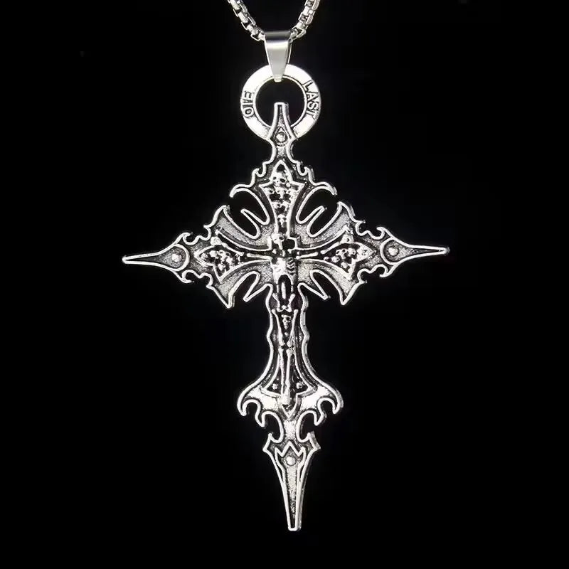 European & American Retro Gothic Cross Necklace – Unisex Hip-Hop Fashion Pendant for Men & Women, Street Style Trendsetter Jewelry Accessory