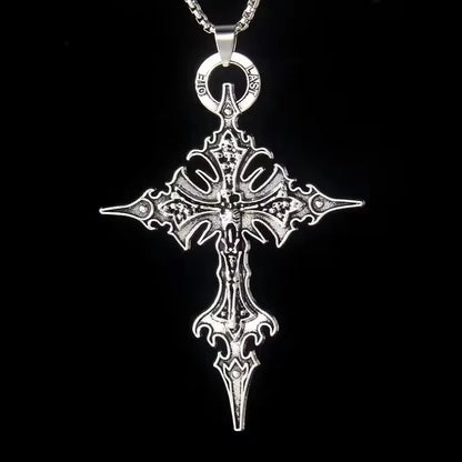 European & American Retro Gothic Cross Necklace – Unisex Hip-Hop Fashion Pendant for Men & Women, Street Style Trendsetter Jewelry Accessory