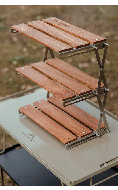 MOUNTAINHIKER Portable Camping Rack – 3-Tier Foldable Outdoor Table for Picnic & BBQ, Easy to Carry