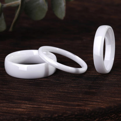 Kolmnsta White Ceramic Rings – 2mm, 4mm, 6mm Polished Anti-Allergy Wedding & Engagement Bands for Men & Women