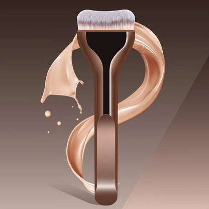Professional Foundation Makeup Brush - Soft Nylon Bristles with Brown Handle for Liquid, BB Cream & Powder