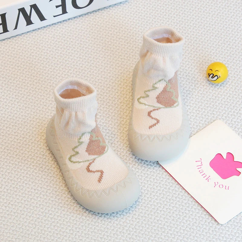Newborn Baby Shoes — Embroidered Nonslip Socks & Soft Rubber Sole Booties for Boys & Girls