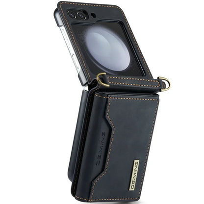 DG.Ming Retro Leather Wallet Case for Samsung Galaxy Z Flip 5/4/3: Magnetic Closure with Trifold Wallet Holder - Stylish Protection for Your Device