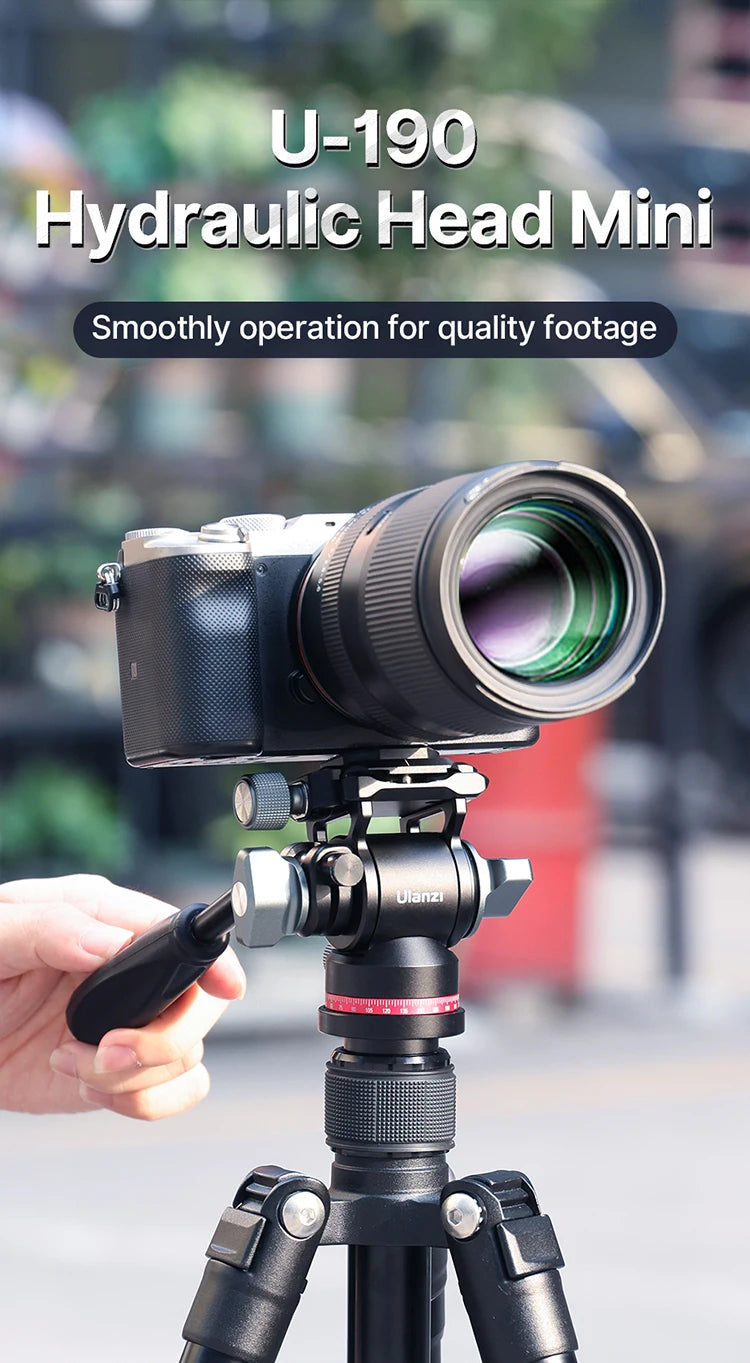 Ulanzi U-190 Panoramic Tripod Head – Hydraulic Fluid Video Damping Head for DSLR, Monopod & Mobile Camera Stand