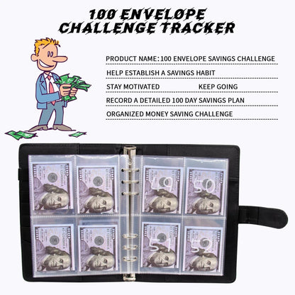 100 Envelope Challenge Binder – Savings Challenge Loose-Leaf Budget Binder with Cash Envelopes, Money Organizer System