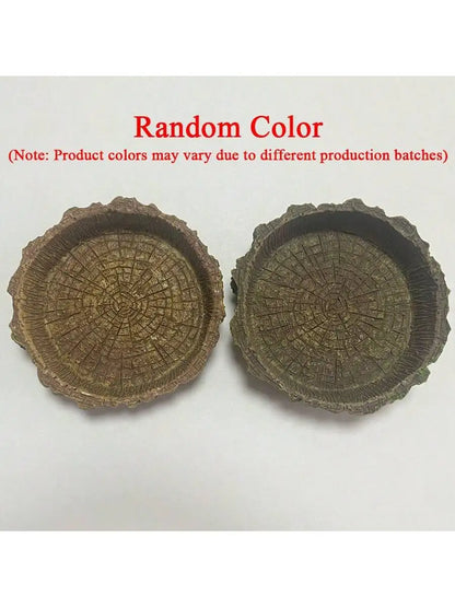 Tree Stump Reptile Food & Water Bowl - Resin Terrarium Decor for Lizards & Snakes