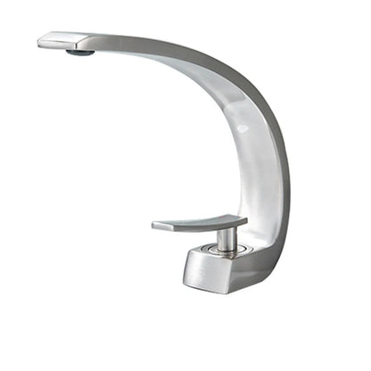 Brass Bathroom Faucet - Single Handle Basin Sink Mixer Tap with Hot & Cold Water, Beautiful Curve Design, Deck Installation