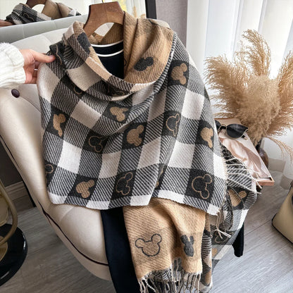 Women’s Luxury Winter Scarf - Thick Warm Cashmere-Style Shawl Wrap with Long Tassels