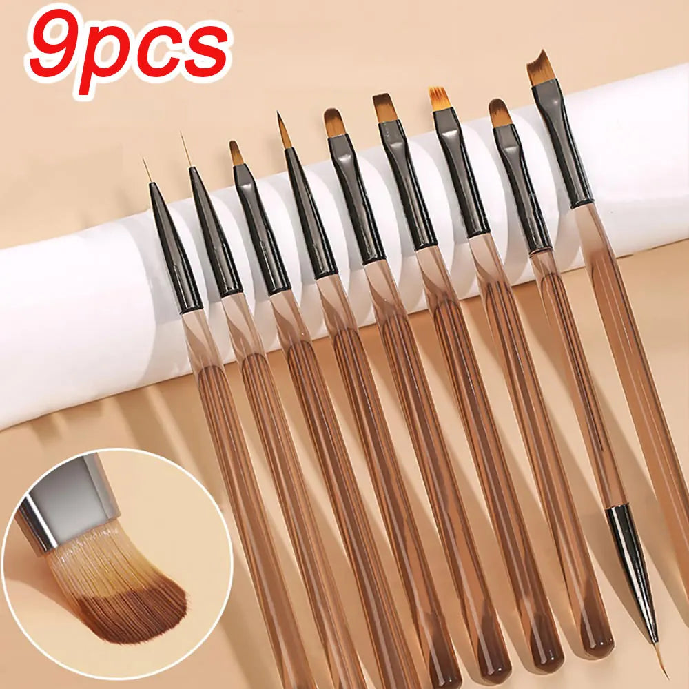 3Pcs Acrylic Nail Brush Set #8/10/14 - Professional Nail Brushes for Acrylic Powder Extensions, 3D Carving & Nail Art Salon Tools