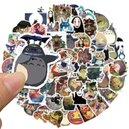 100-Piece Hayao Miyazaki Cartoon Sticker Pack - Waterproof DIY Decals for Scrapbooking, Phones, Luggage & Skateboards