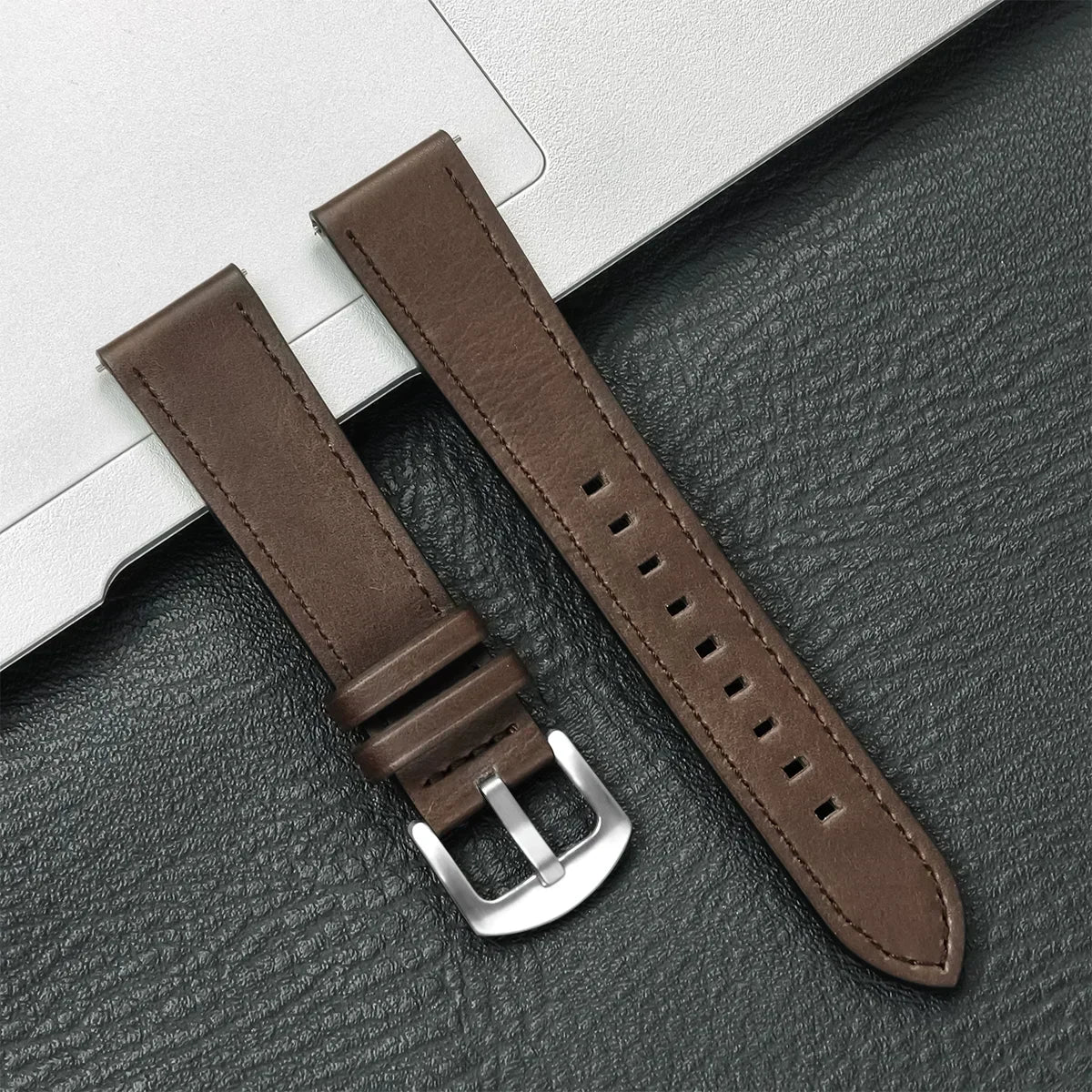 Leather Watch Strap 20mm/22mm - Vintage Replacement Band for Samsung Galaxy Watch 7/6/5/4 and Xiaomi Redmi Watch 3 Lite/Active