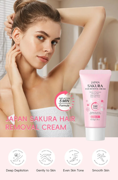 LAIKOU Hair Removal Cream for Men & Women — Painless Body & Intimate Area Epilator with Hair Growth Inhibitor, 50g