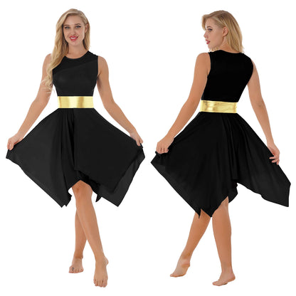 Women's Praise Dance Dress - Modern Liturgical Church Choir Costume with Irregular Hem for Ballet & Contemporary Dance