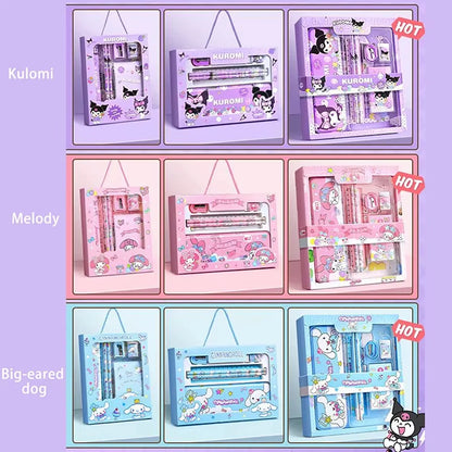 Sanrio Learning Stationery Set – Kuromi, Melody & Cinnamoroll Cartoon Pencil and Eraser Gift Box for Kids