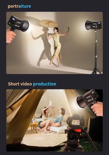 60W Pro Portable LED Video Light – COB Bi-Color Photography Light (2800K-7500K) for Livestreaming, Handheld Outdoor Shooting