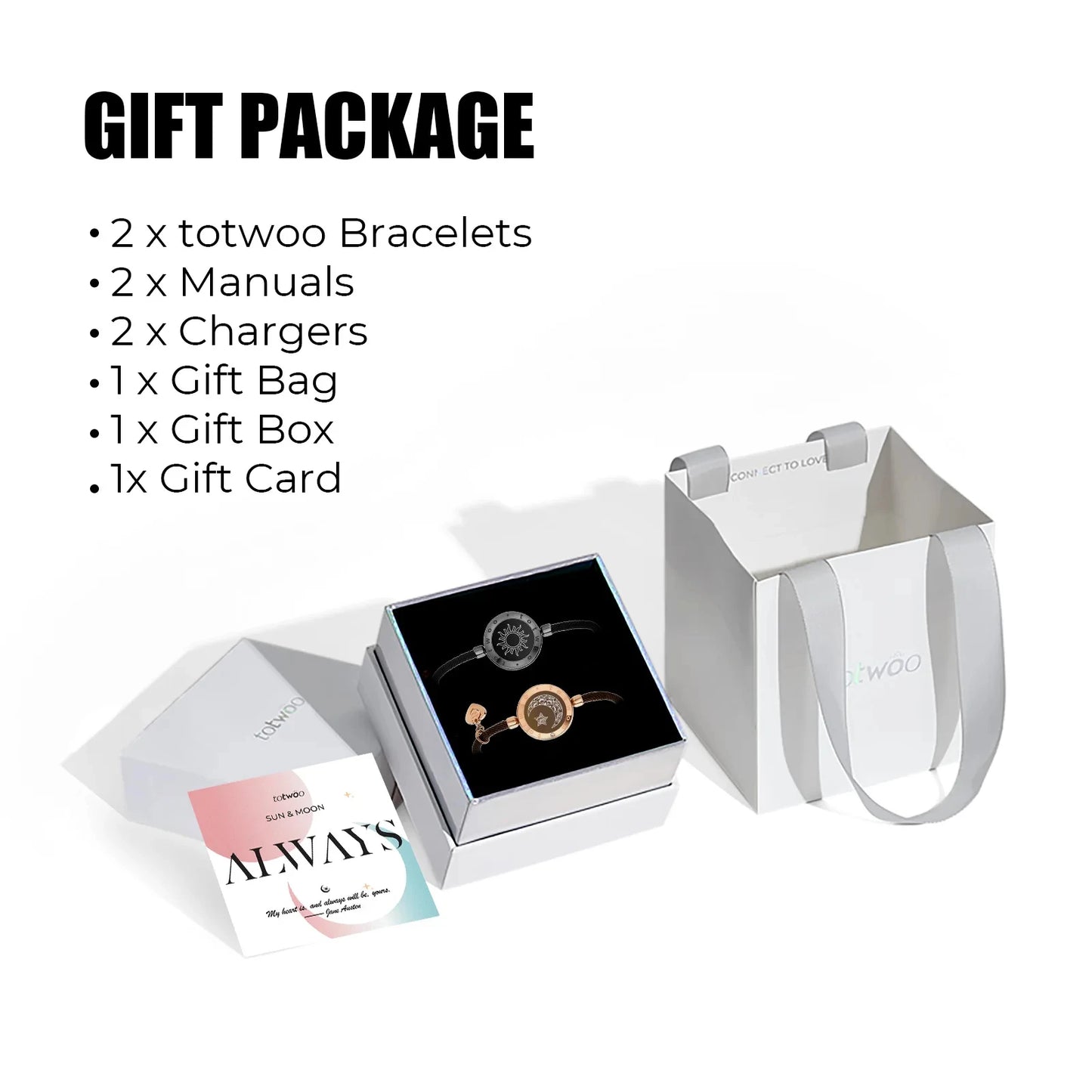 TOTWOO Long Distance Touch Bracelets for Couples - Light Up & Vibration Smart Jewelry | Relationship Gifts for Lovers