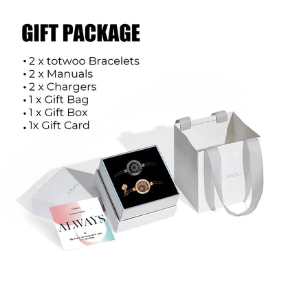 TOTWOO Long Distance Touch Bracelets for Couples - Light Up & Vibration Smart Jewelry | Relationship Gifts for Lovers