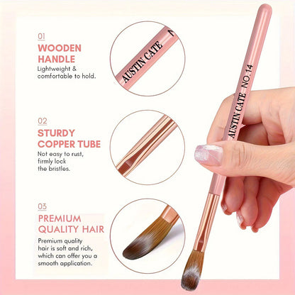 3Pcs Acrylic Nail Brush Set #8/10/14 - Professional Nail Brushes for Acrylic Powder Extensions, 3D Carving & Nail Art Salon Tools