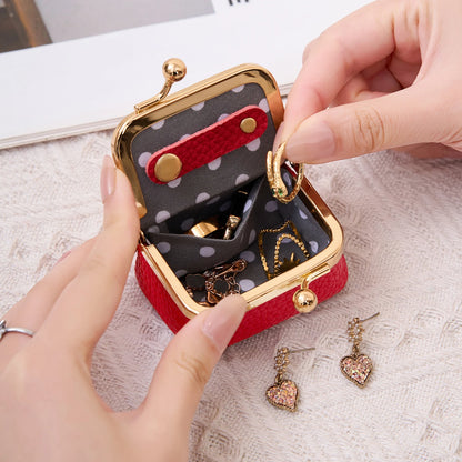 Mini Women’s Jewelry Box - Portable PU Leather Ring, Necklace & Earring Organizer