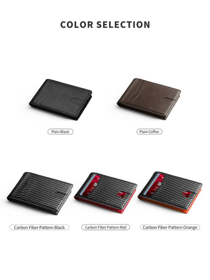 Carbon Fiber Minimalist Trifold Wallet for Men — Ultra-Thin RFID Wallet with ID Window, 13 Card Slots & Coin Holder