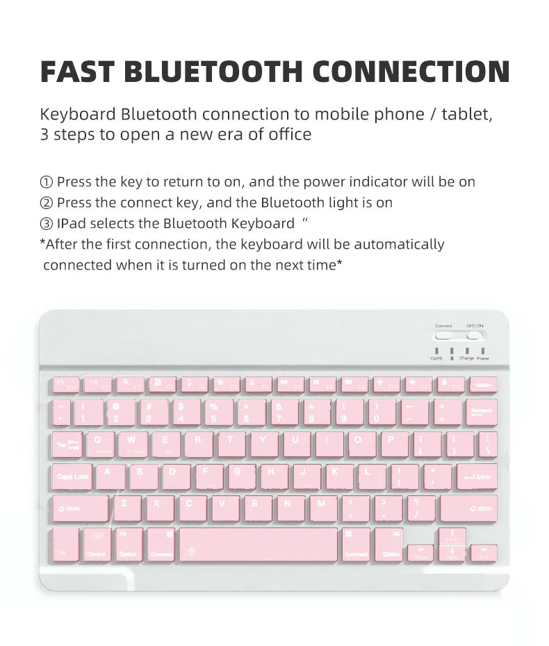 Wireless Bluetooth Keyboard - Ultra-Thin 78-Key Rechargeable Portable Keyboard for iPad, Android & iOS Tablets