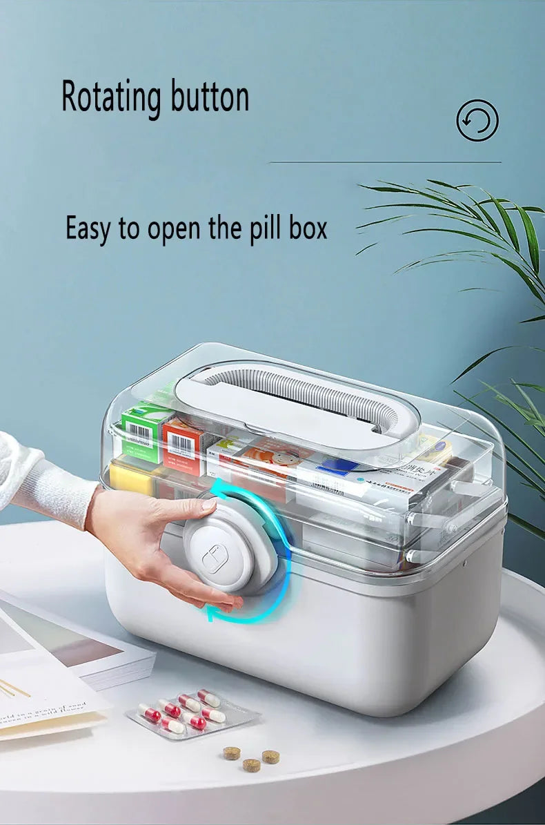Large Capacity Family Medicine Organizer Box – Portable Plastic First Aid Kit & Home Medicine Storage Organizer
