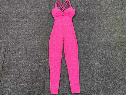 Women’s Black Sporty Jumpsuit – 2025 Workout Yoga Gym Set with Push-Up Fitness Overalls