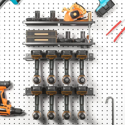2-Pack Power Tool Wall Mount Holders – Heavy Duty Pegboard Storage Racks for Drill & Screwdriver in Workshop/Garage