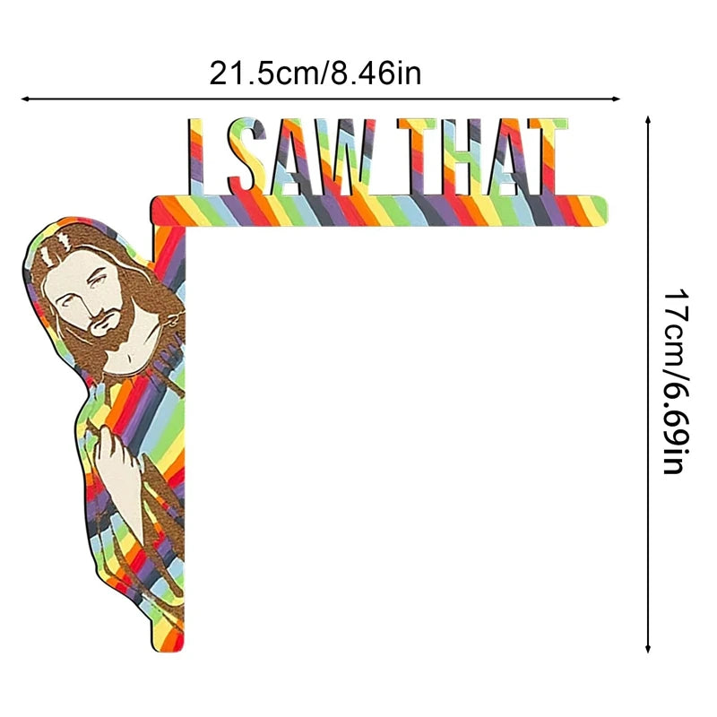 Creative Jesus Door Hanger: Funny Home Decor Sign - 'Jesus I Saw That' Over-the-Door Wooden Sign