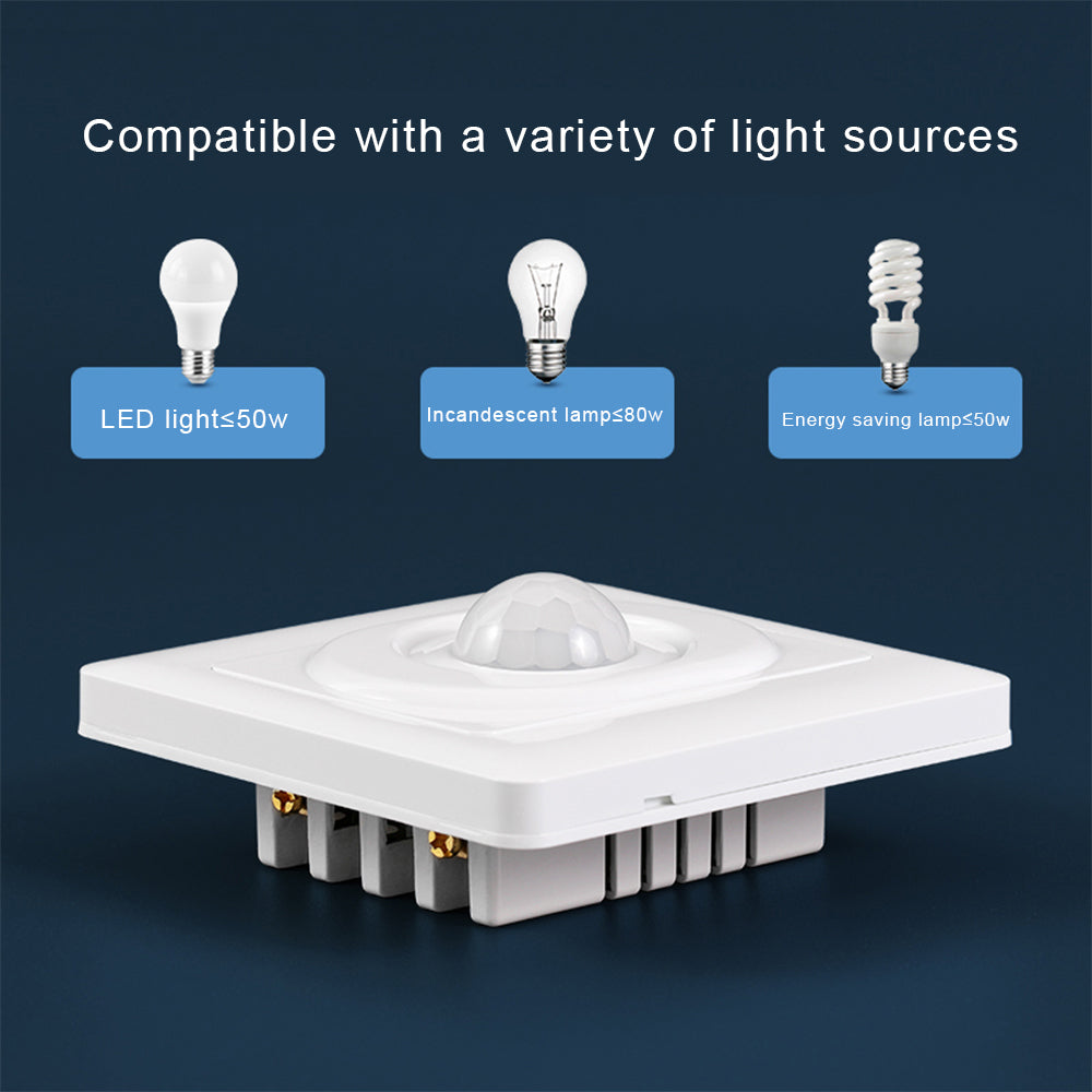 AC 220V LED PIR Motion Sensor Light Switch, Infrared Human Detection, Auto On/Off for Corridor & Staircase