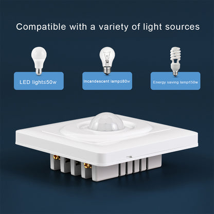 AC 220V LED PIR Motion Sensor Light Switch, Infrared Human Detection, Auto On/Off for Corridor & Staircase